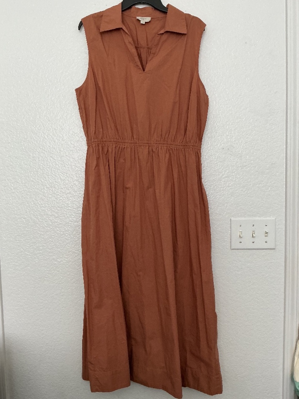 LOFT Rust Sleeveless Collared Midi Dress